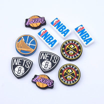 Silicone Focal Beads NBA Team Featuring Logos and Bold Colors 20pcs 3