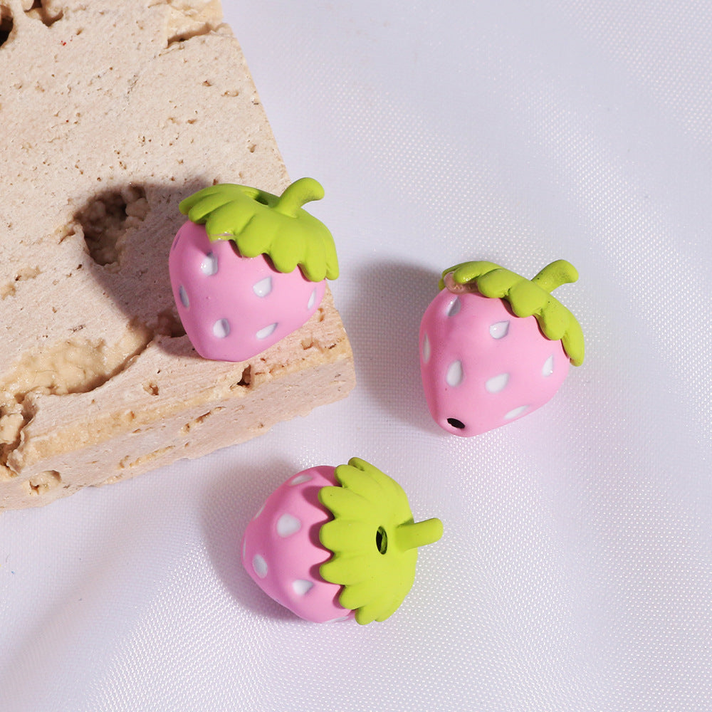 3D Fruit Enamel Metal Beads 15mm Hand Painted 10pcs 6