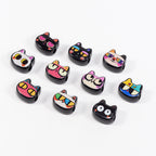 Painted Big Eyed Kitten Acrylic Beads 18mm Colorful Mixed 10pcs 4
