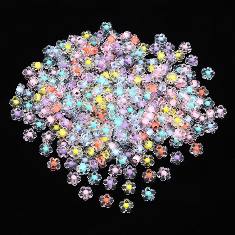 Transparent Frosted Flower Acrylic Beads 12mm Soft Pastel 100pcs 12