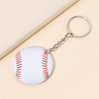 Wooden Baseball Keychain White Round Sports Ball Design 2