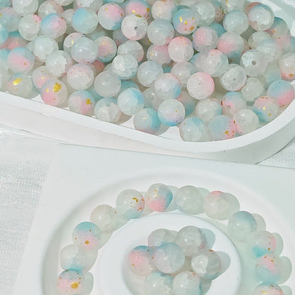 Frosted Round Glass Beads 10mm Matte Mixed Colors 50pcs 22