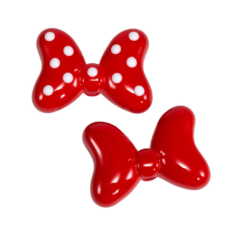Sweet Polka Dotted Bow Acrylic Beads 29mm Colorful Mixed 10pcs 12