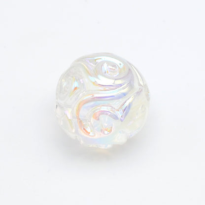 Plating Round Acrylic Beads 16mm UV Embroidered Iridescent 20pcs 8
