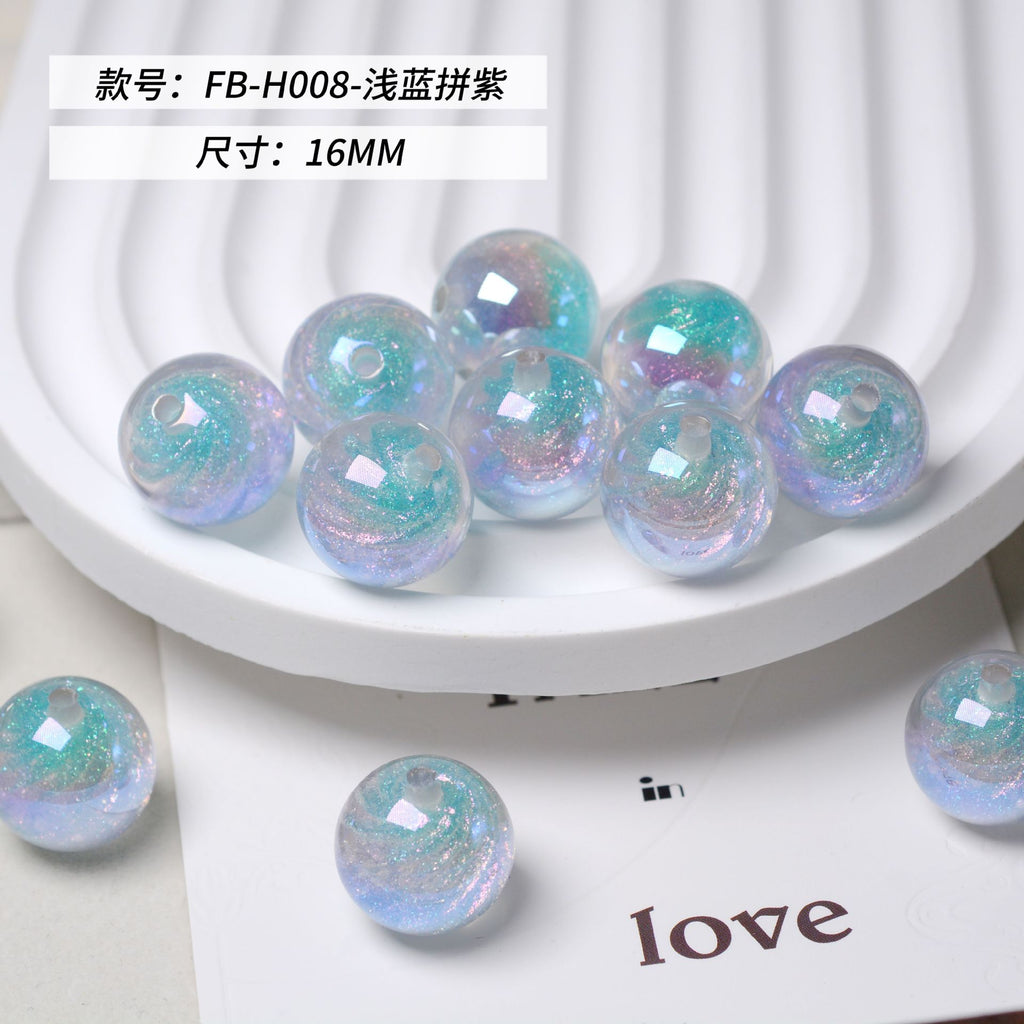 Iridescent Swirl Resin Beads 16mm Round Multicolor 10pcs 4