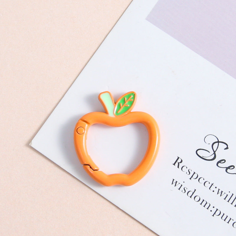 Zinc Alloy Apple Shape Trigger Spring Key Rings 3cm 6pcs 10