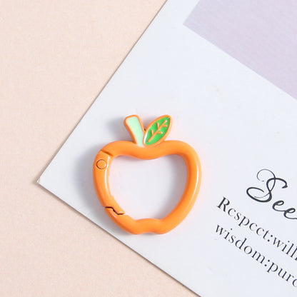 Zinc Alloy Apple Shape Trigger Spring Key Rings 3cm 6pcs 10