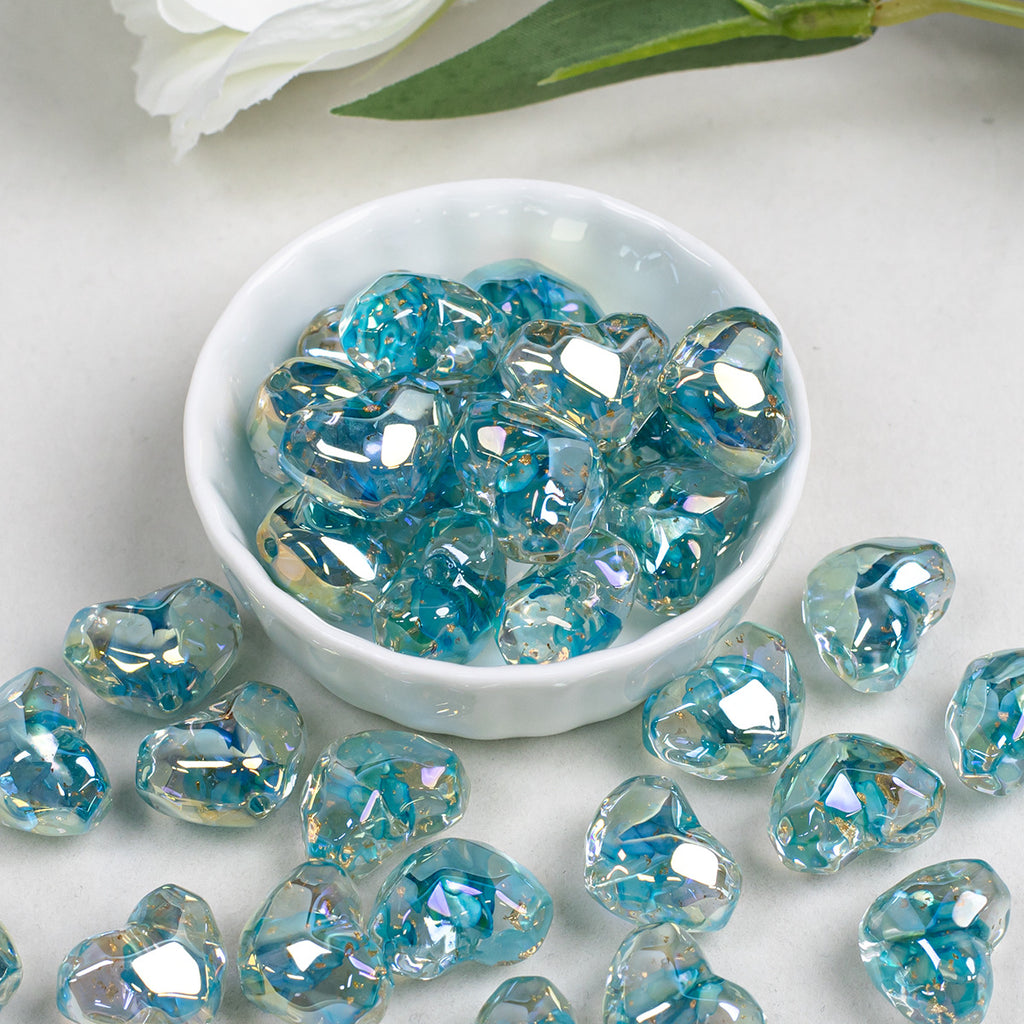 Floral Faceted Heart Acrylic Beads 20mm Resin 5pcs 4