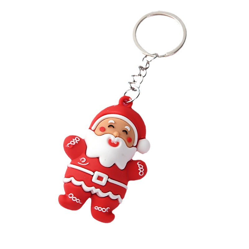PVC Christmas Santa Claus Snowman Keychain Festive Holiday Charm 4