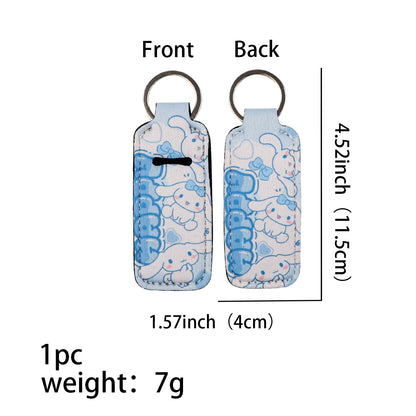 Neoprene Chapstick Holder Keychain Sanri Pattern Kawaii Animal 3pcs 8