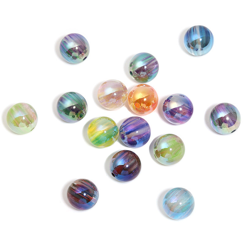 Plating Swirl Acrylic Beads 16mm Milky Way Color Glossy 50pcs 5