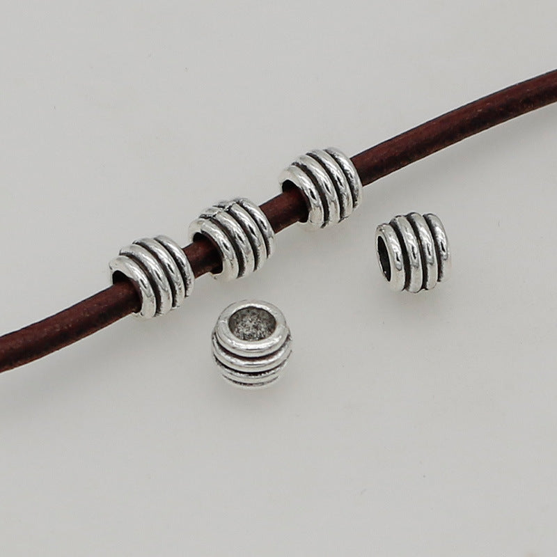 Tube Metal Beads 7mm Threaded Tibetan Large Hole Alloy 100pcs 4