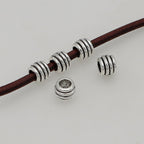 Tube Metal Beads 7mm Threaded Tibetan Large Hole Alloy 100pcs 4