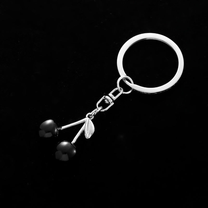 Pearl Cherry Keychain Metal Zinc Alloy Black and Red Options 2