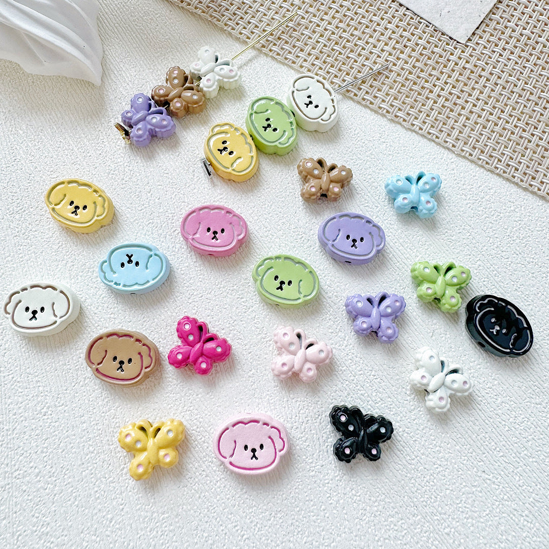 Puppy Butterfly Metal Beads 14mm 12mm Glossy Baked Finish 10pcs 4