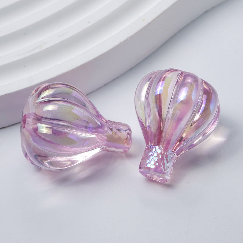 High Transparency UV Plating Hot Air Balloon Acrylic Beads 25-30mm 10pcs 6
