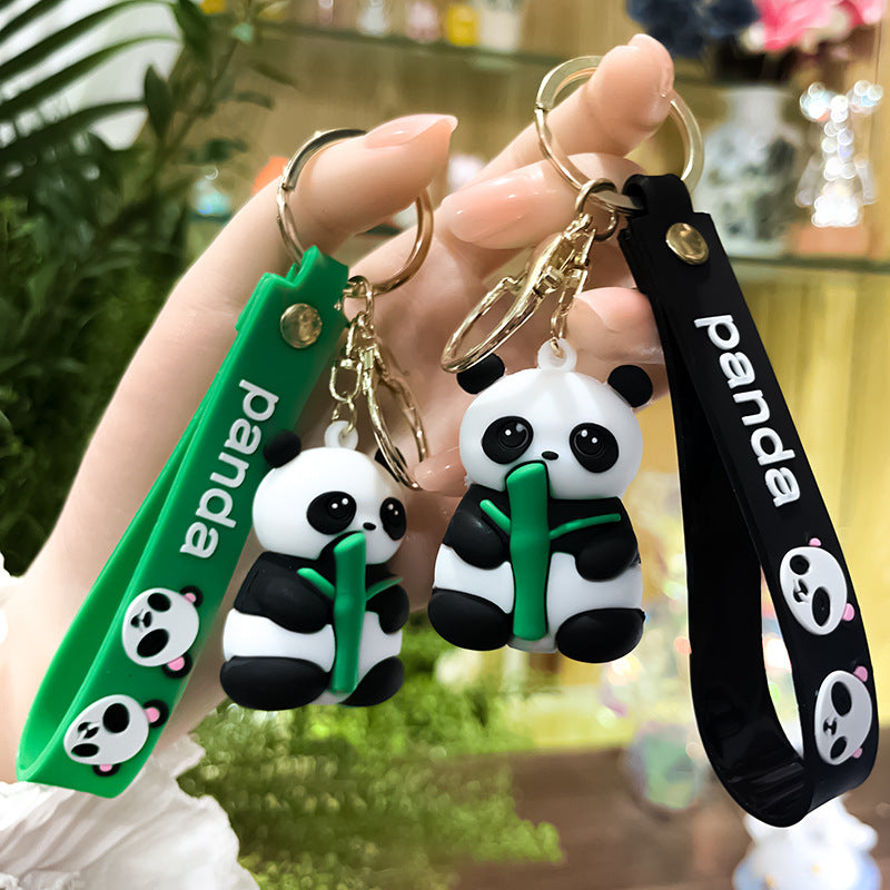 PVC Bamboo Panda Keychain Soft Rubber Cute Animal Charm 2