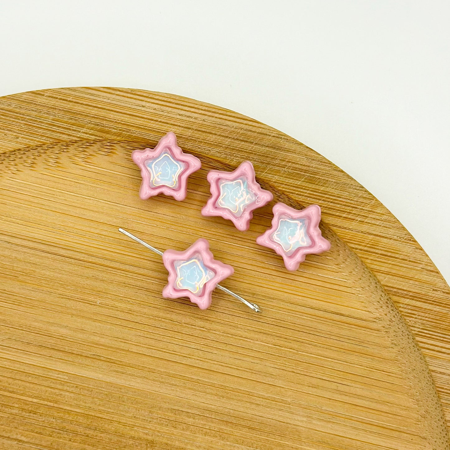 Star Metal Beads 13mm Baking Painted Zircon Embedded 10pcs 13
