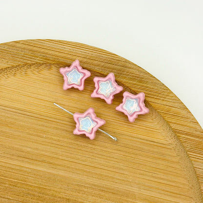 Star Metal Beads 13mm Baking Painted Zircon Embedded 10pcs 13