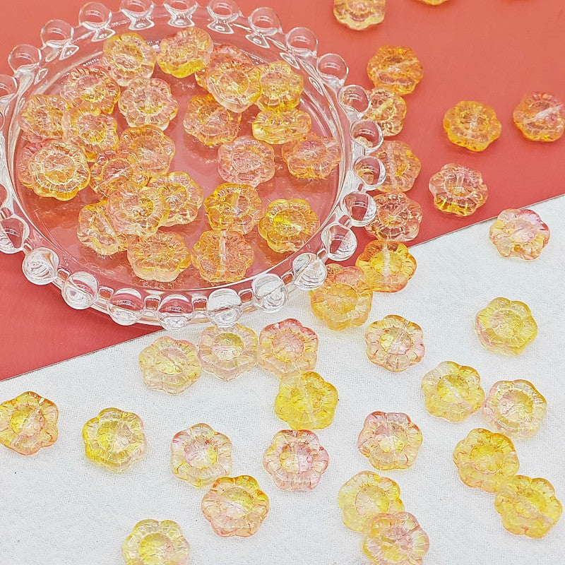 Sunflower Glass Beads 14mm Translucent Mixed Colors 25pcs 12