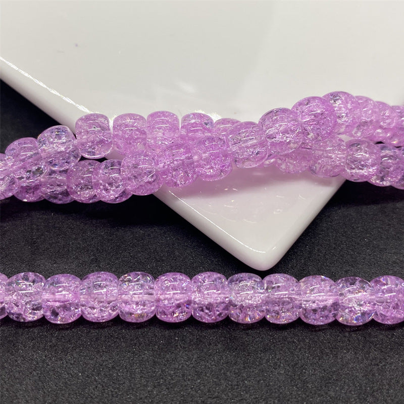 Crackle Flat Circular Glass Beads 6mm 8mm Pastel Mixed Colors 60pcs 11