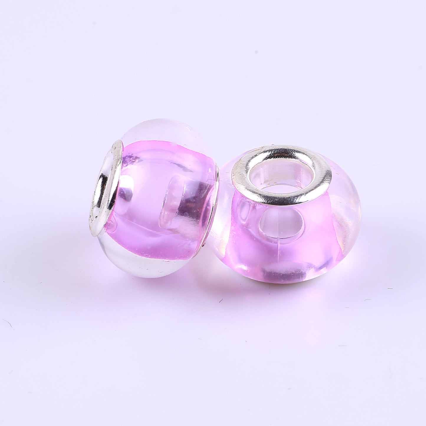Acrylic Spacer Beads 14mm Glossy Transparent Dyed Core 100pcs 12