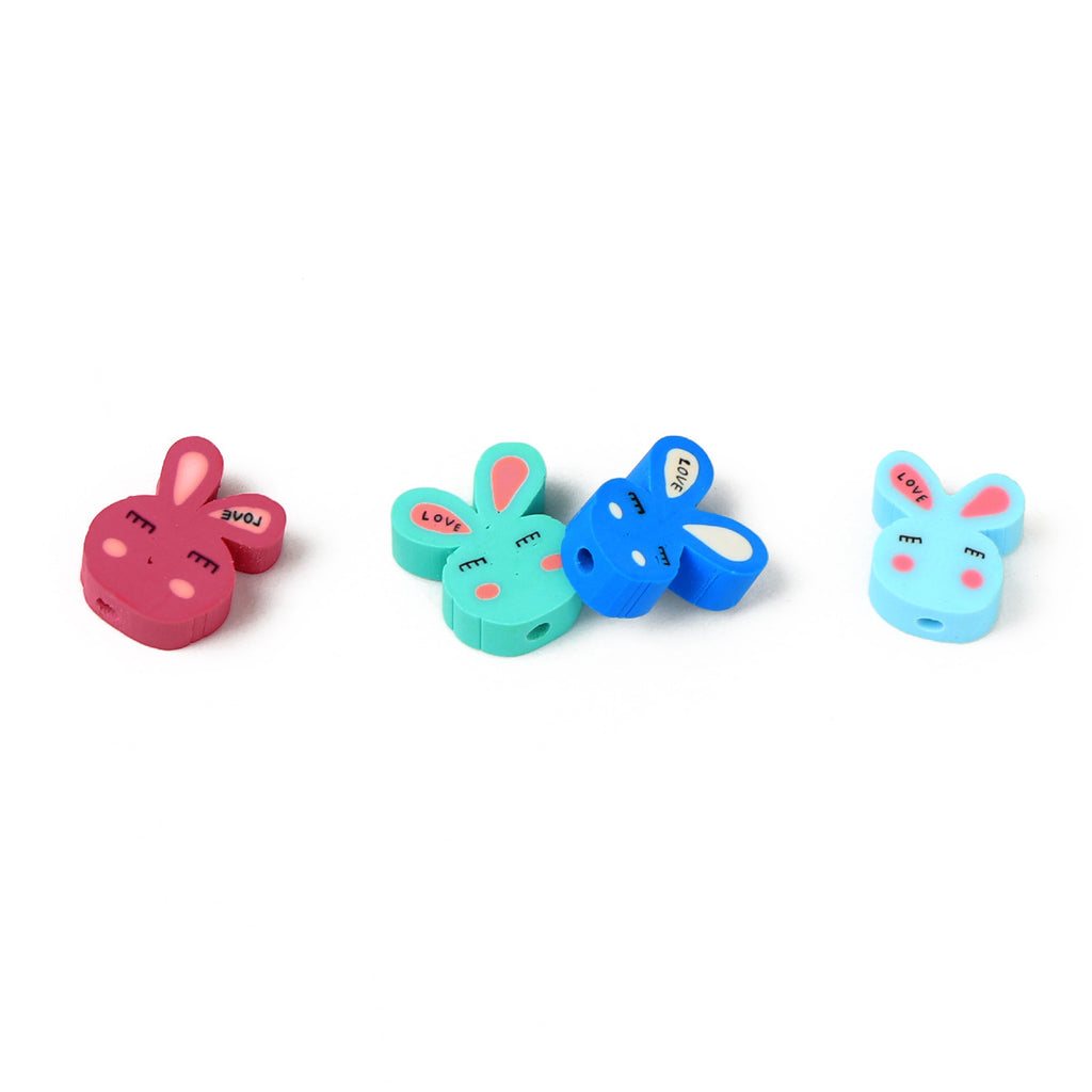 Easter Bunny Clay Beads 11mm Colorful Pastel Polymer 100pcs 5
