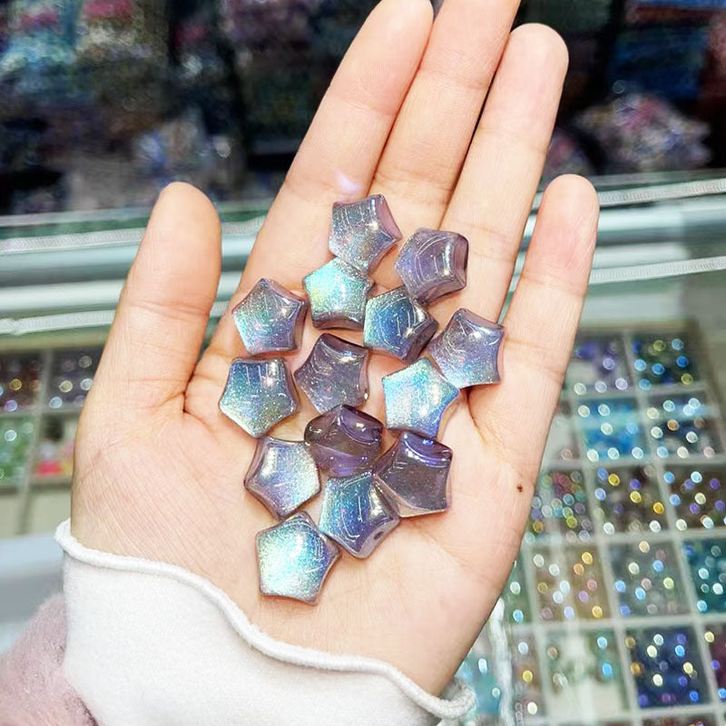 Glitter Heart Clover Resin Beads 18mm Lavender Iridescent 20pcs 13