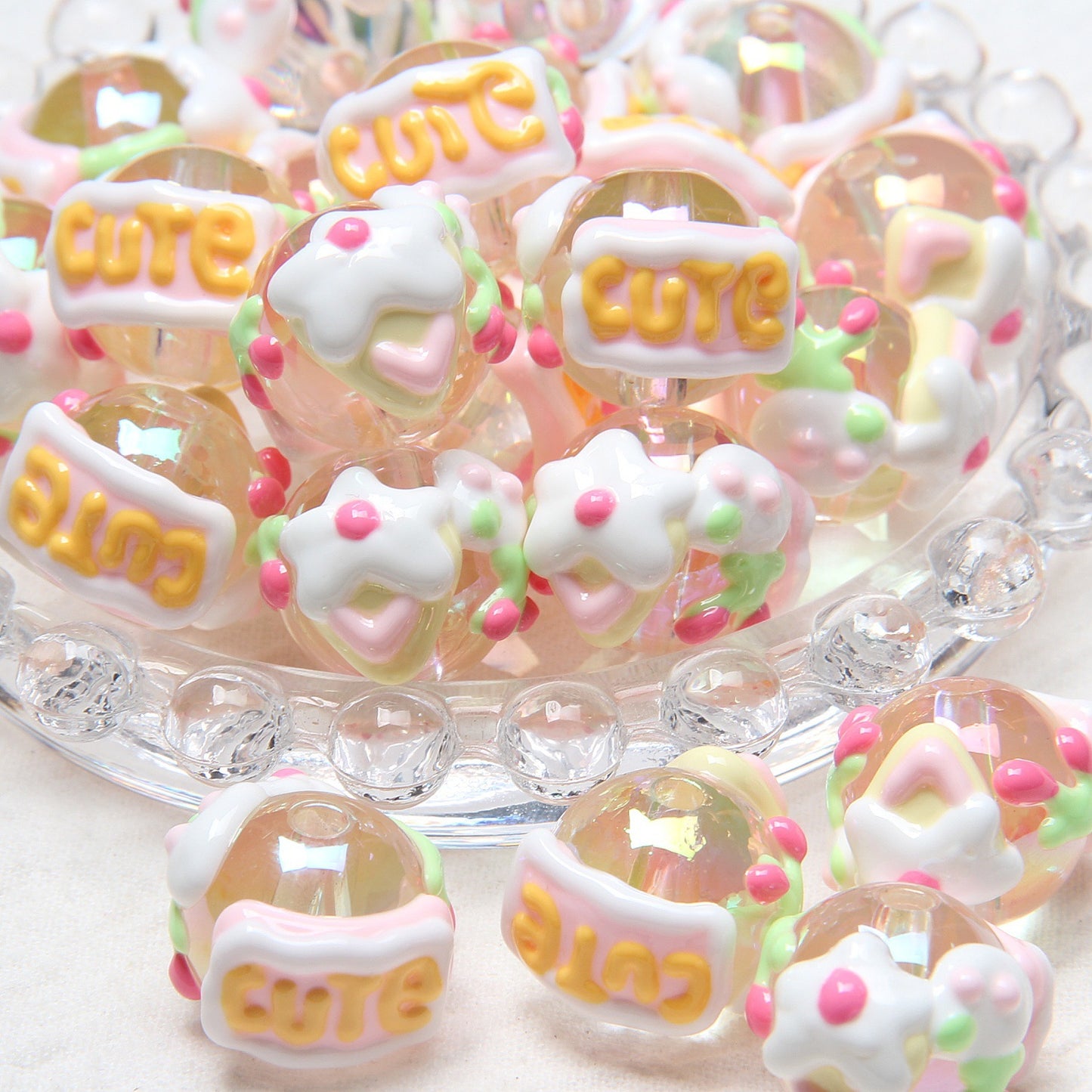 Hand Painted Duckling Cartoon Acrylic Beads 18mm 1pc 15