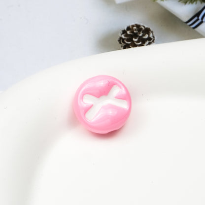 Baking Painted Acrylic Beads 18mm Enamel Candy Letter 50pcs 24