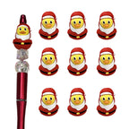 Silicone 3D Focal Beads Christmas Duck Wearing Santa Suit 2