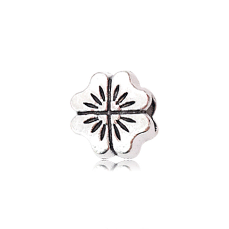 Plant Series Metal Beads Large Hole Antique Silver Tone 30pcs 8