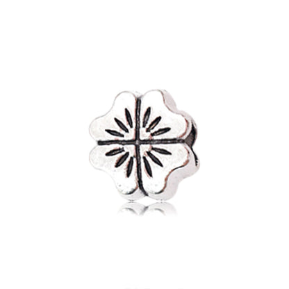 Plant Series Metal Beads Large Hole Antique Silver Tone 30pcs 8