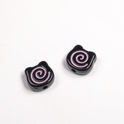 Painted Spiral Bear Acrylic Beads 11mm Colorful Glossy 50pcs 5