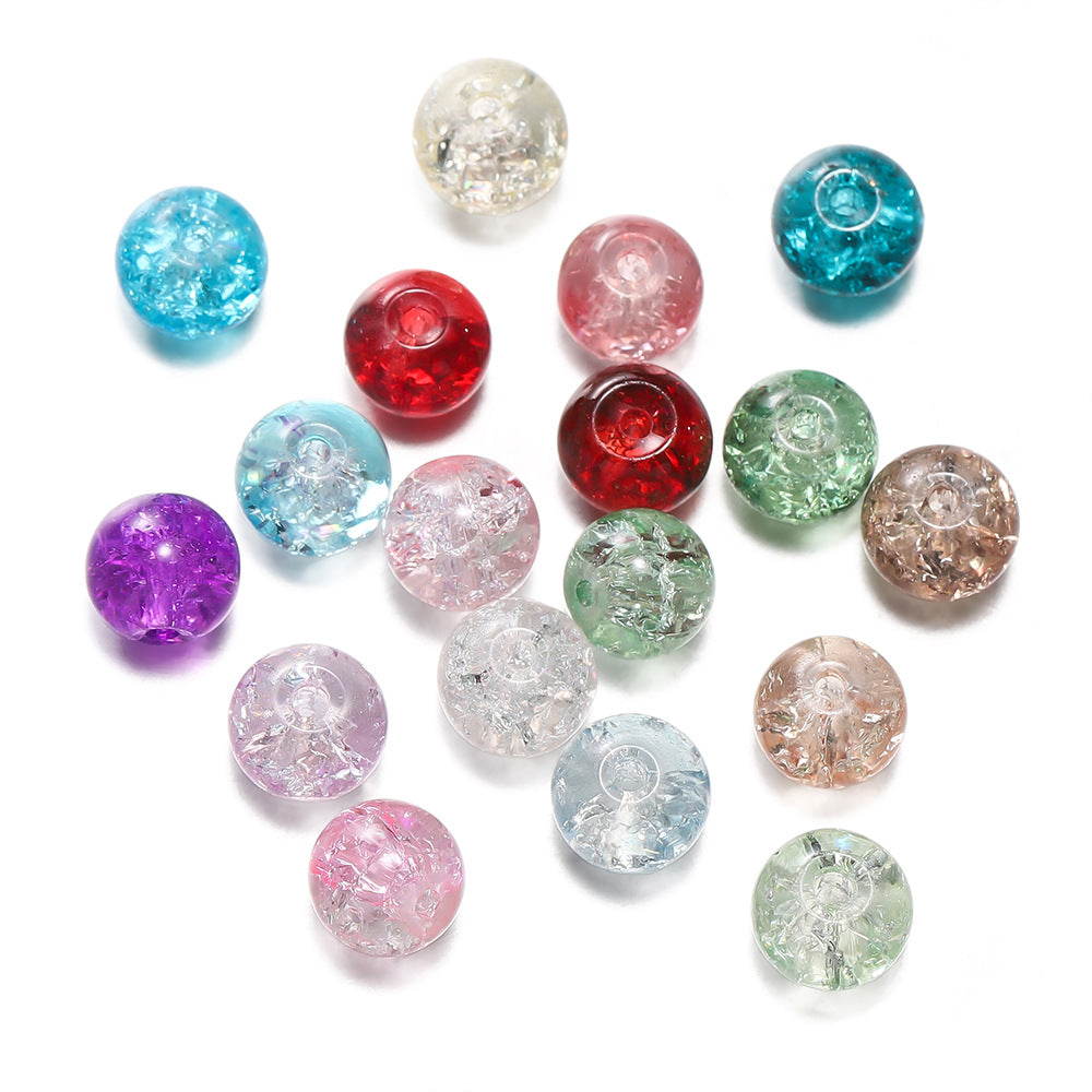 Crackle Round Glass Beads 8mm Colored Hole 1.3mm 50pcs 4