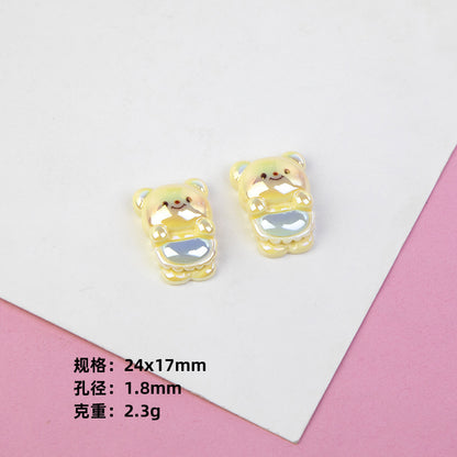 Plating Adorable Butter Bear Resin Beads Glossy Pastel Charms 20pcs 7