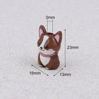 Painted 3D Corgi Acrylic Beads 16x23mm Colorful Mixed 10pcs 3