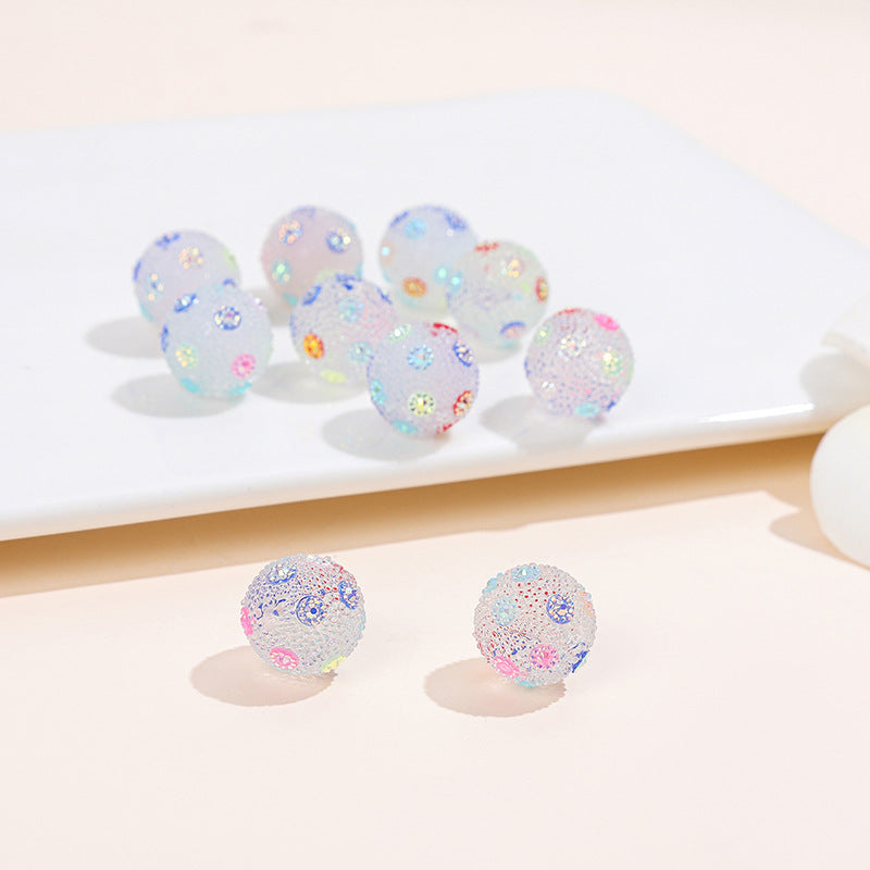 Rhinestone Bubblegum Beads 16-20mm Colorful Resin Sparkle 10pcs 7