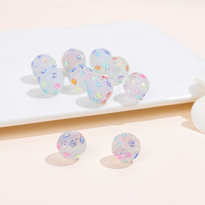 Rhinestone Bubblegum Beads 16-20mm Colorful Resin Sparkle 10pcs 7