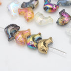 Plating 3D Dolphin Glass Beads 11x16mm Iridescent Colors 30pcs 3