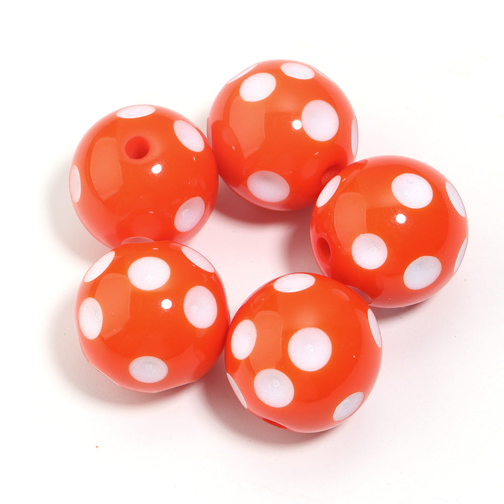 Polka Dot Bubblegum Beads 20mm Colorful Concave Resin Round 10pcs 7