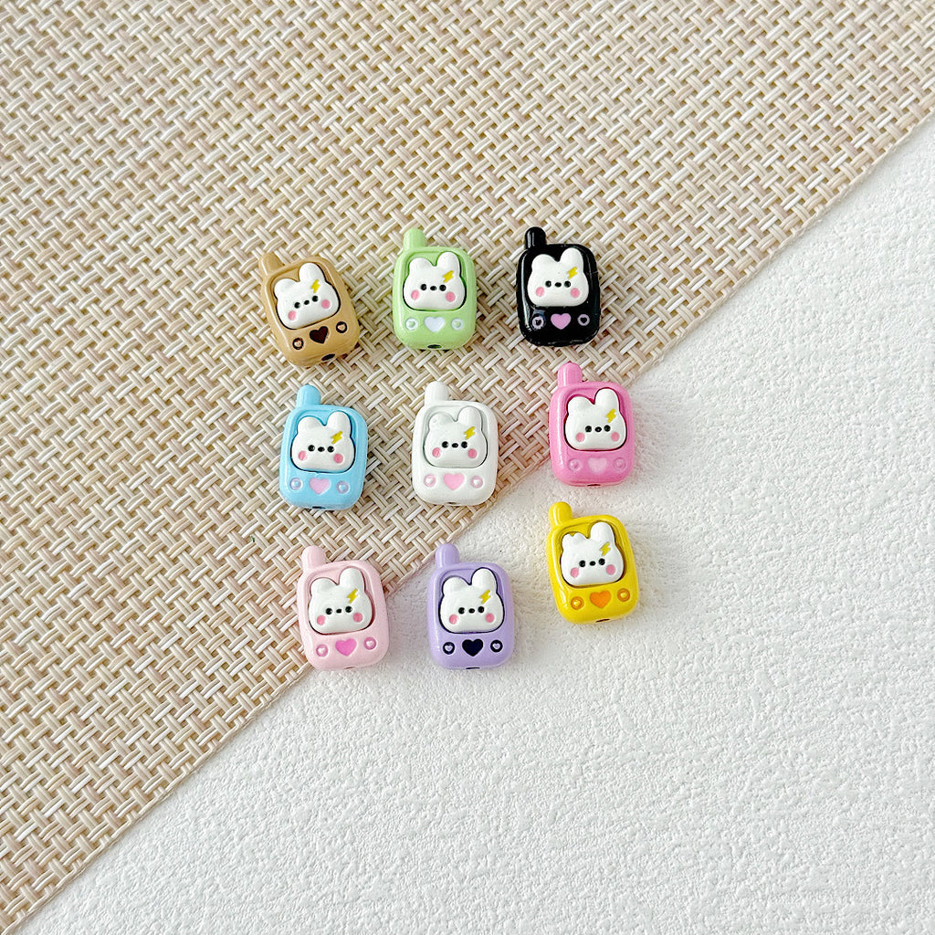 Painted Metal Beads 16mm Enamel Baking Phone & Yogurt Box 10pcs