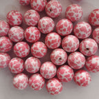 Printed Bubblegum Beads 20mm Pink Cow Pattern Chunky 10pcs 3