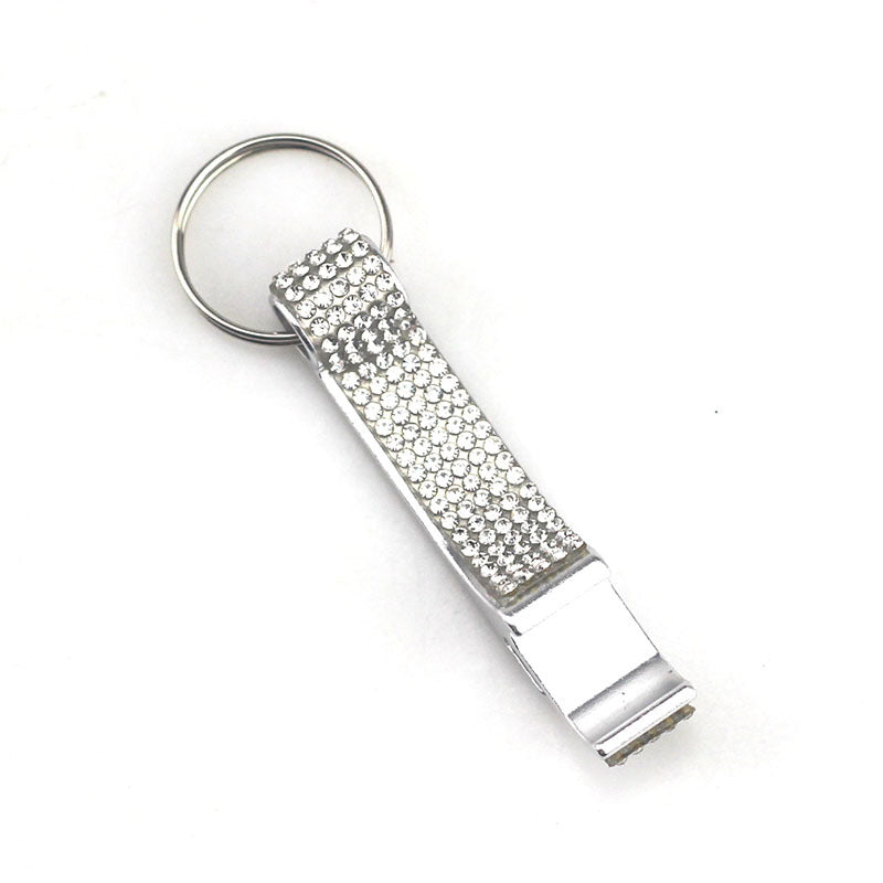 Rhinestone Bottle Opener Keychain Aluminum Alloy Multi Functional 4