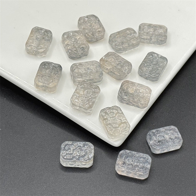 Square Glass Beads 13x23mm Transparent Electroplated Pastel 100pcs 19