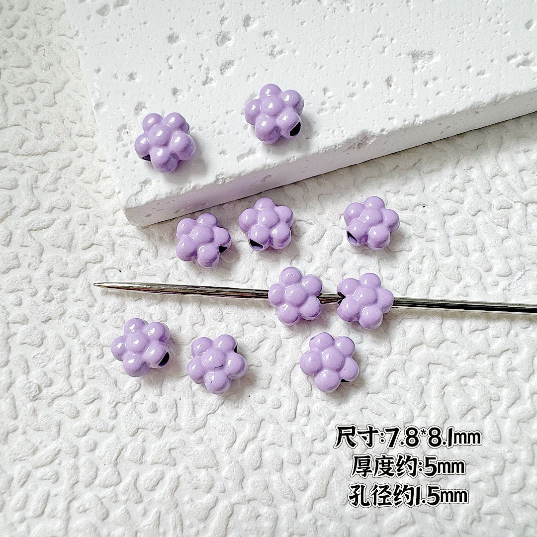 Heart Circle Floral Metal Beads Painted Solid Color Bulk 20pcs 35