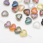 Electroplated Heart Glass Beads 13x15mm Peach Metallic 20pcs 3