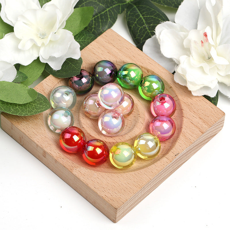 Transparent Round Acrylic Beads 16mm UV Plating Colored 100pcs 4