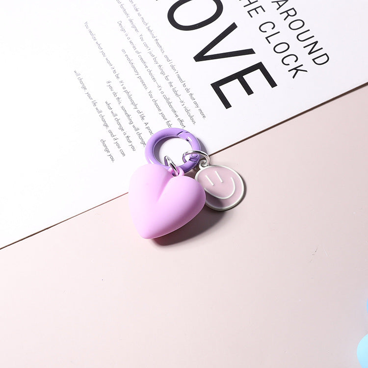 Resin Heart Smiling Face Keychain Pastel Colors Cute Charm 16