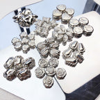 Flower Acrylic Beads Glossy Silver Tone Floral Detail CCB Plastic 100pcs 4